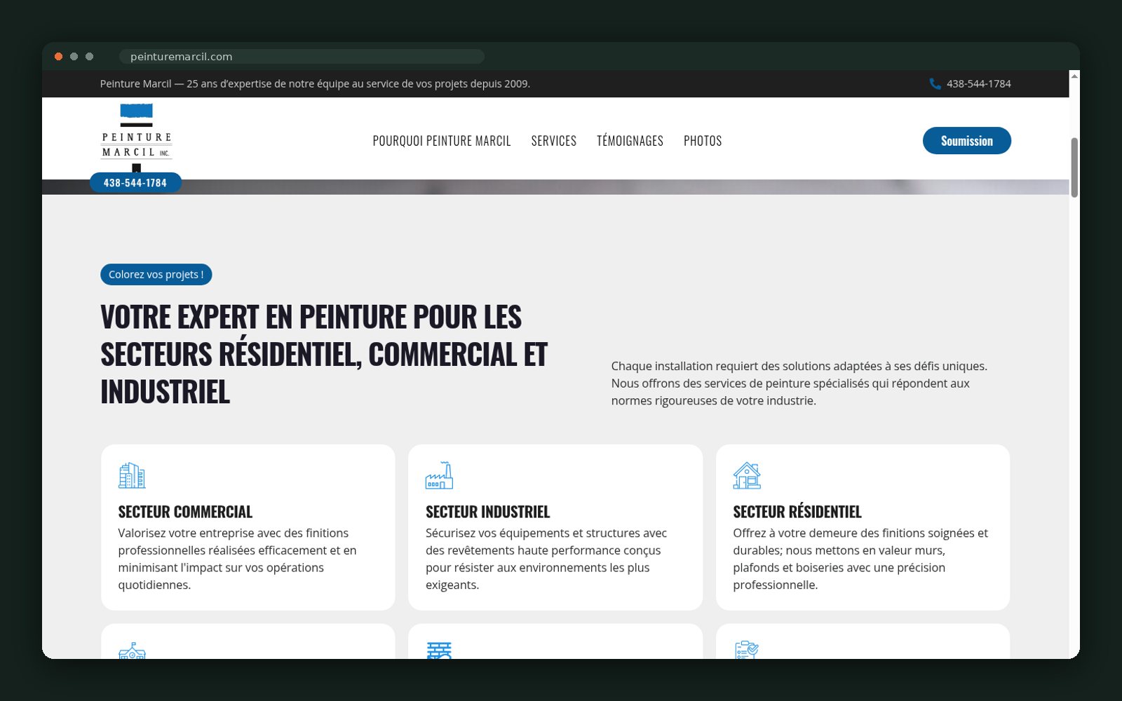 Peinture Marcil website — screen 2