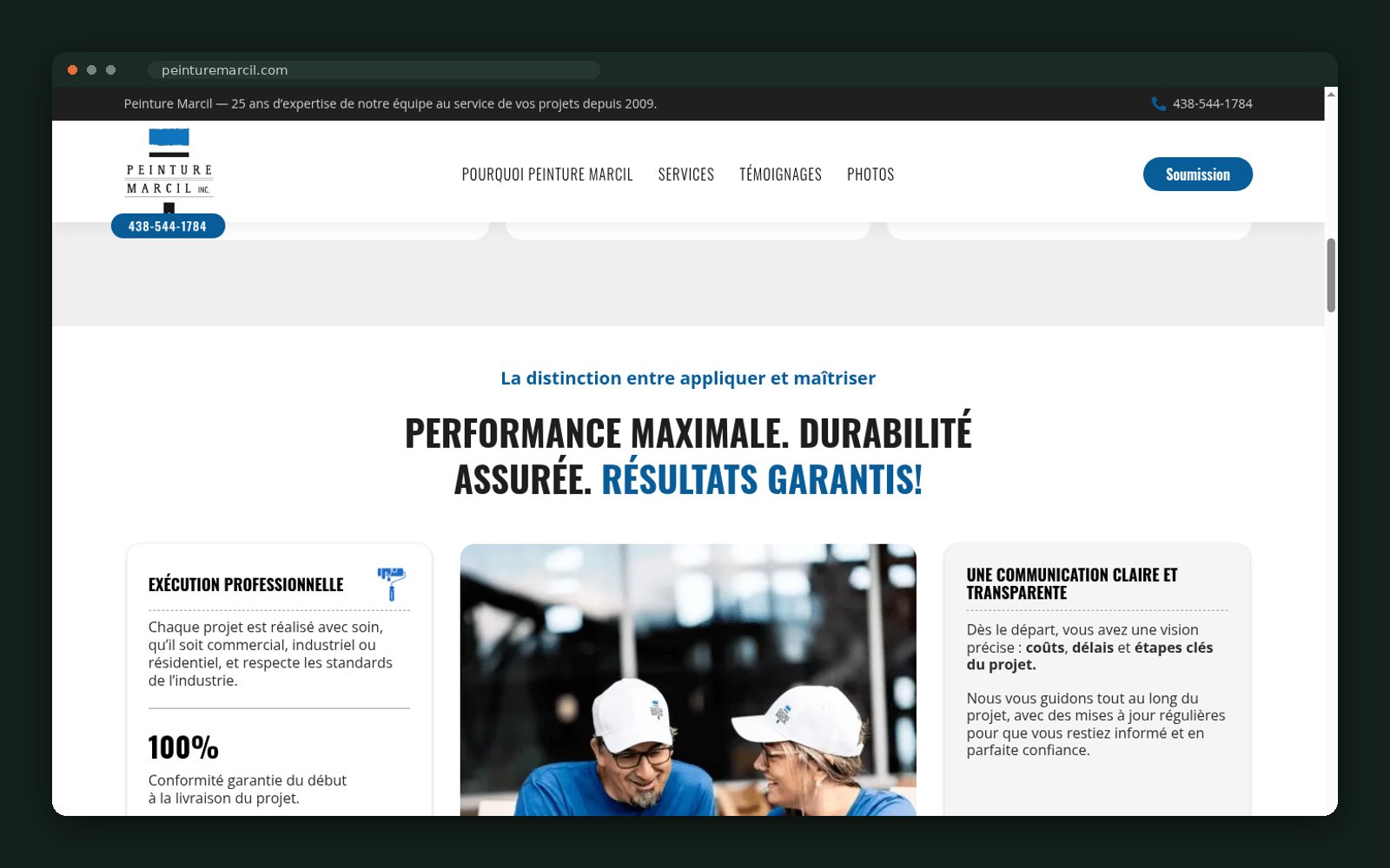 Peinture Marcil website — screen 3
