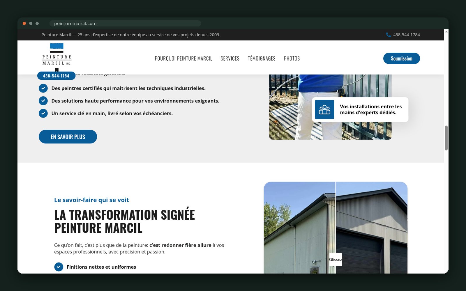 Peinture Marcil website — screen 4