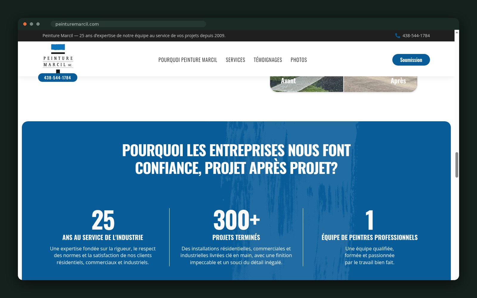 Peinture Marcil website — screen 5