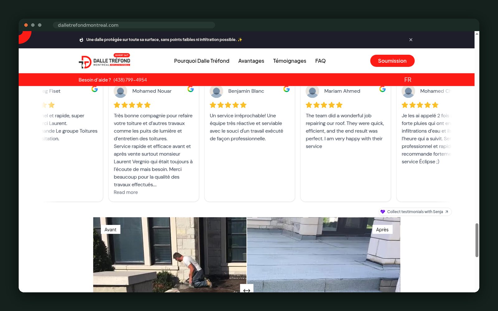 Verified Google reviews and before/after work