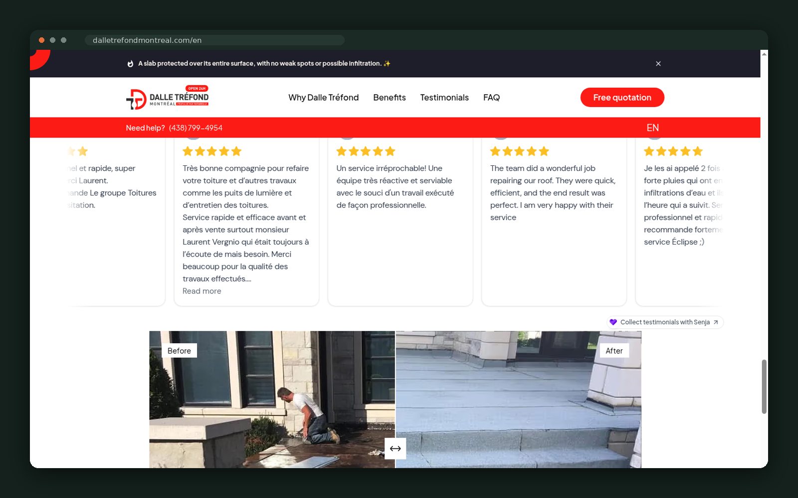 English reviews and before/after strip