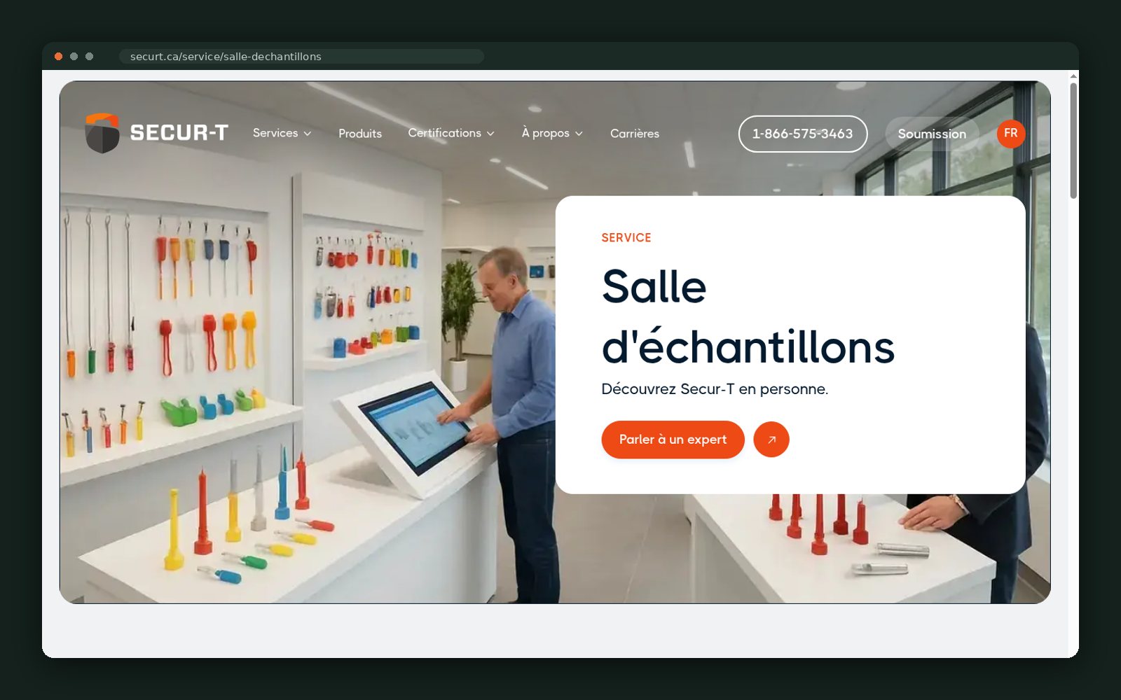 Showroom page — evaluate seals in person