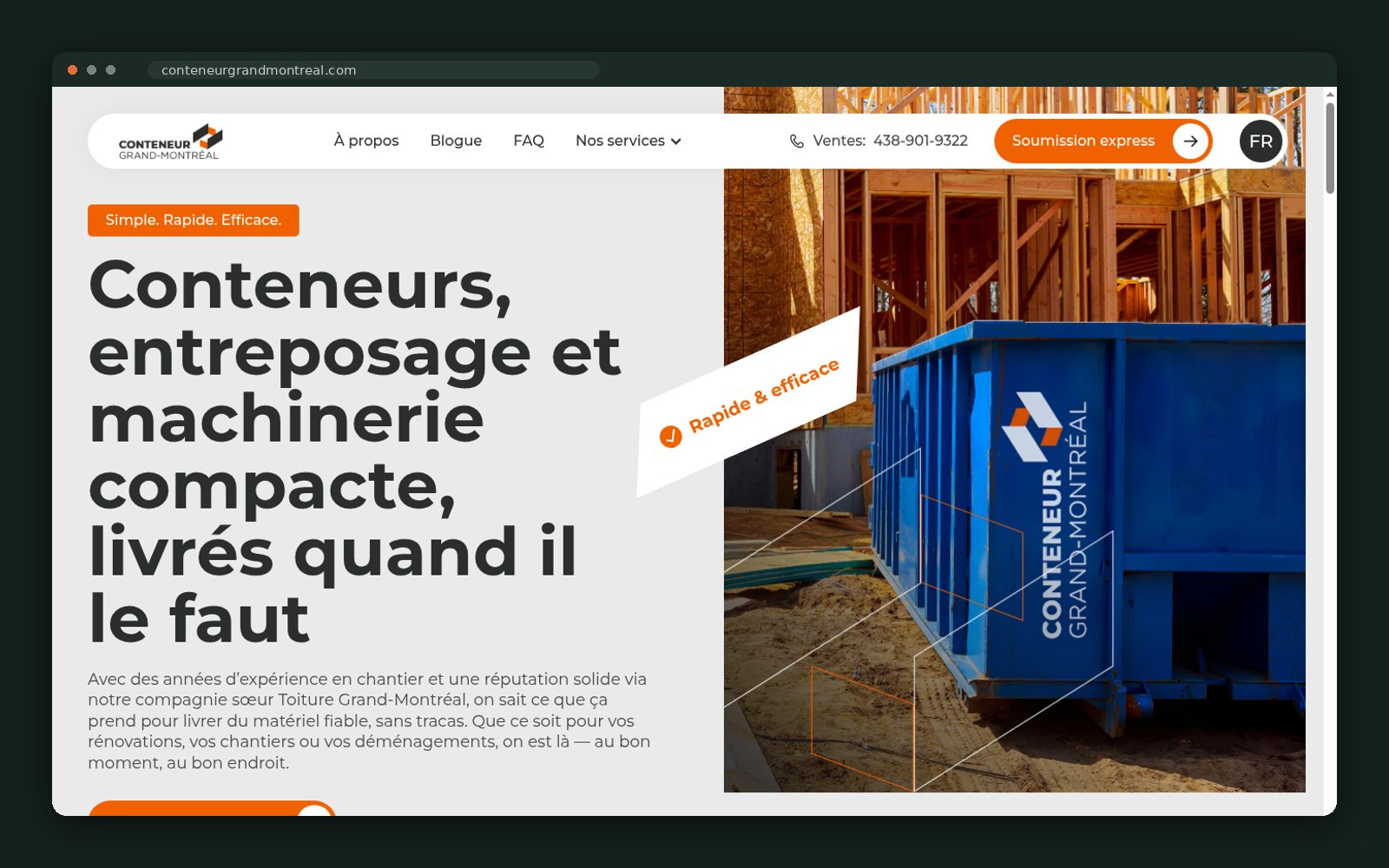 Conteneur Grand-Montréal website homepage