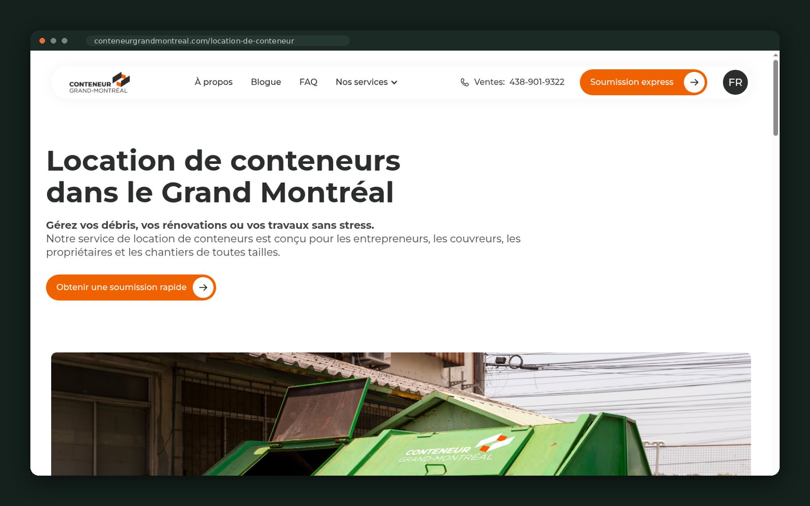 Container rental page hero