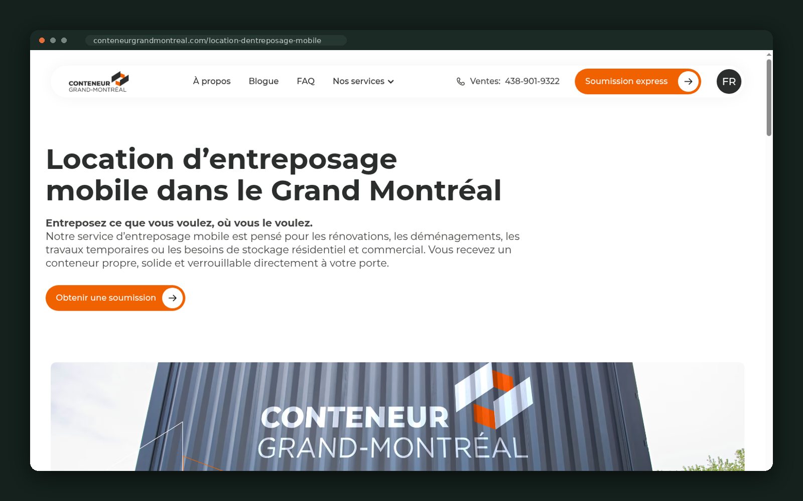 Mobile storage rental page hero