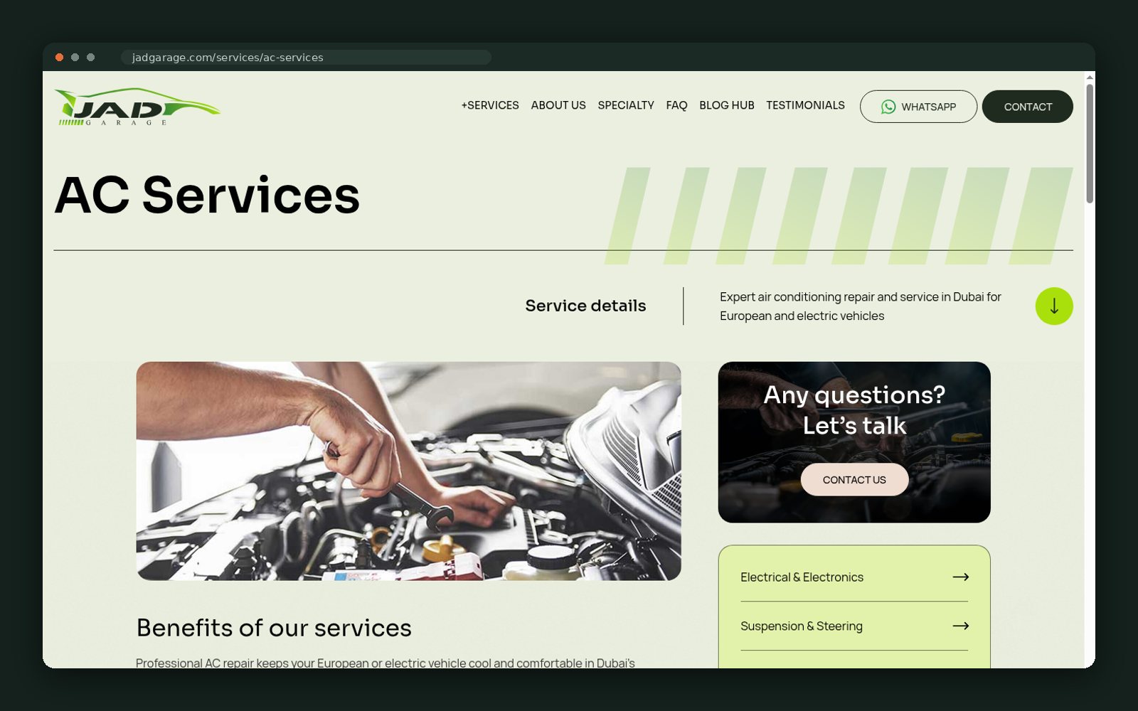 AC service page built for Dubai heat