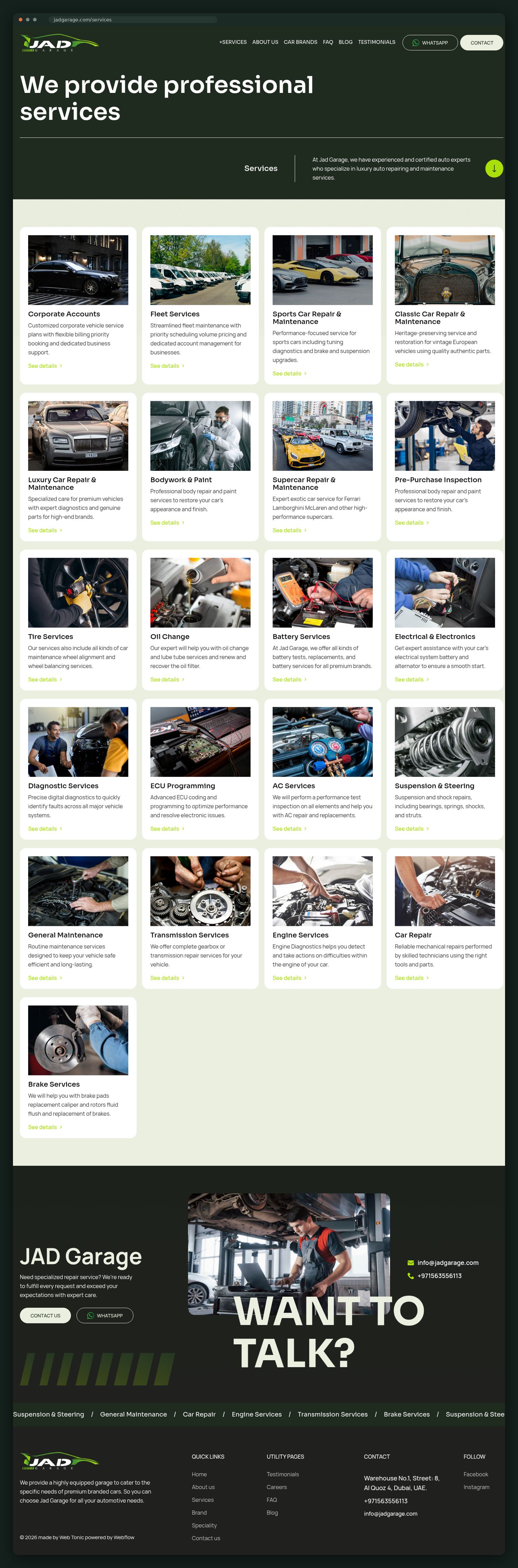 JAD Garage website — screen 2