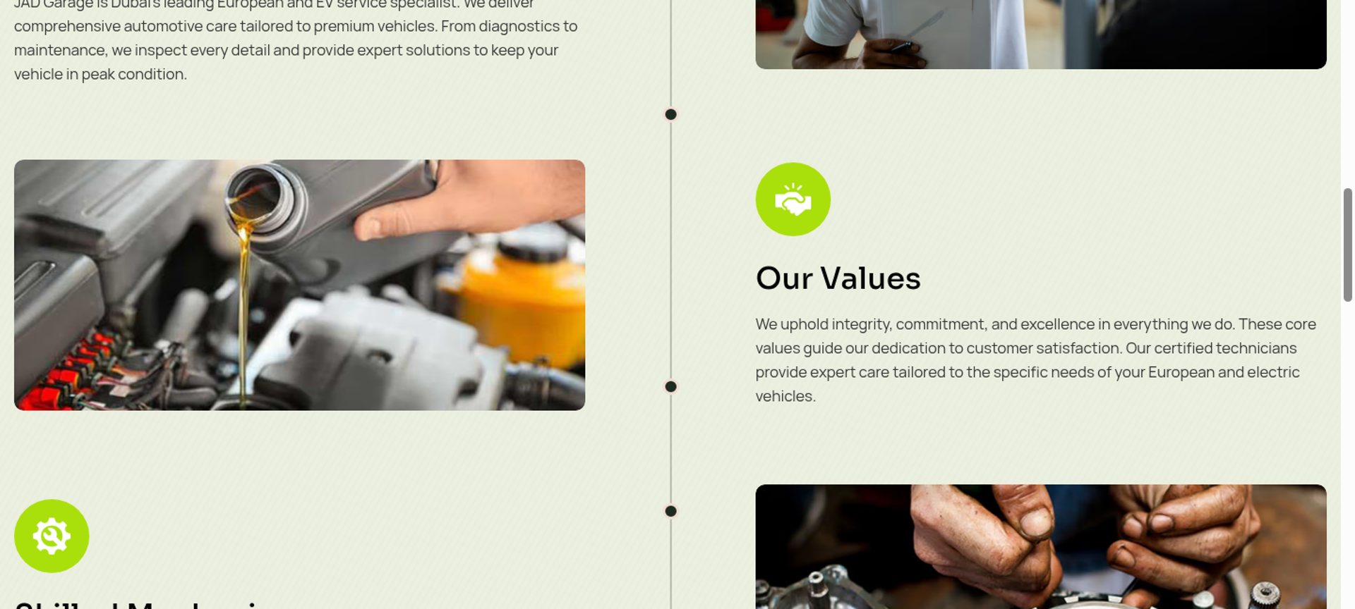 JAD Garage technician working on a European vehicle in the Dubai workshop
