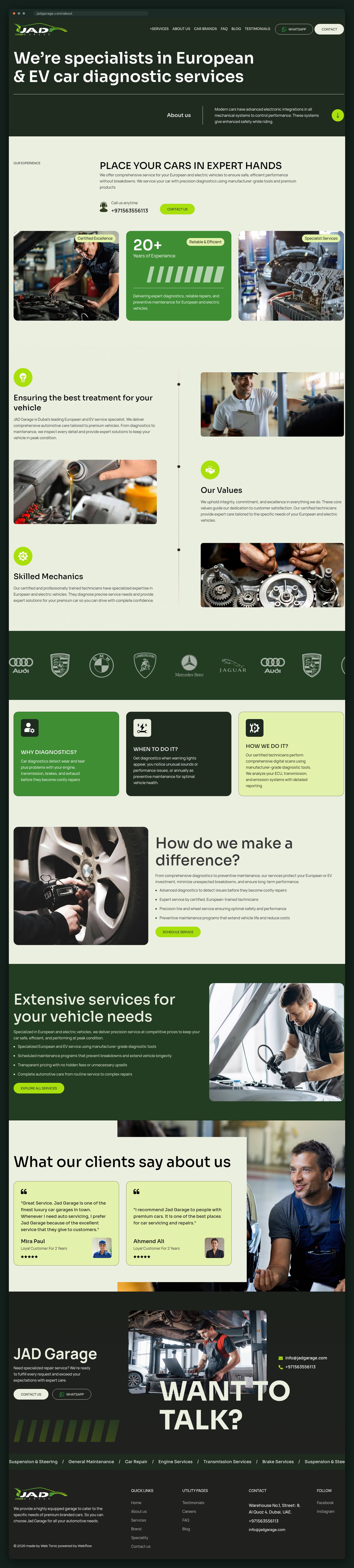 JAD Garage website — screen 3