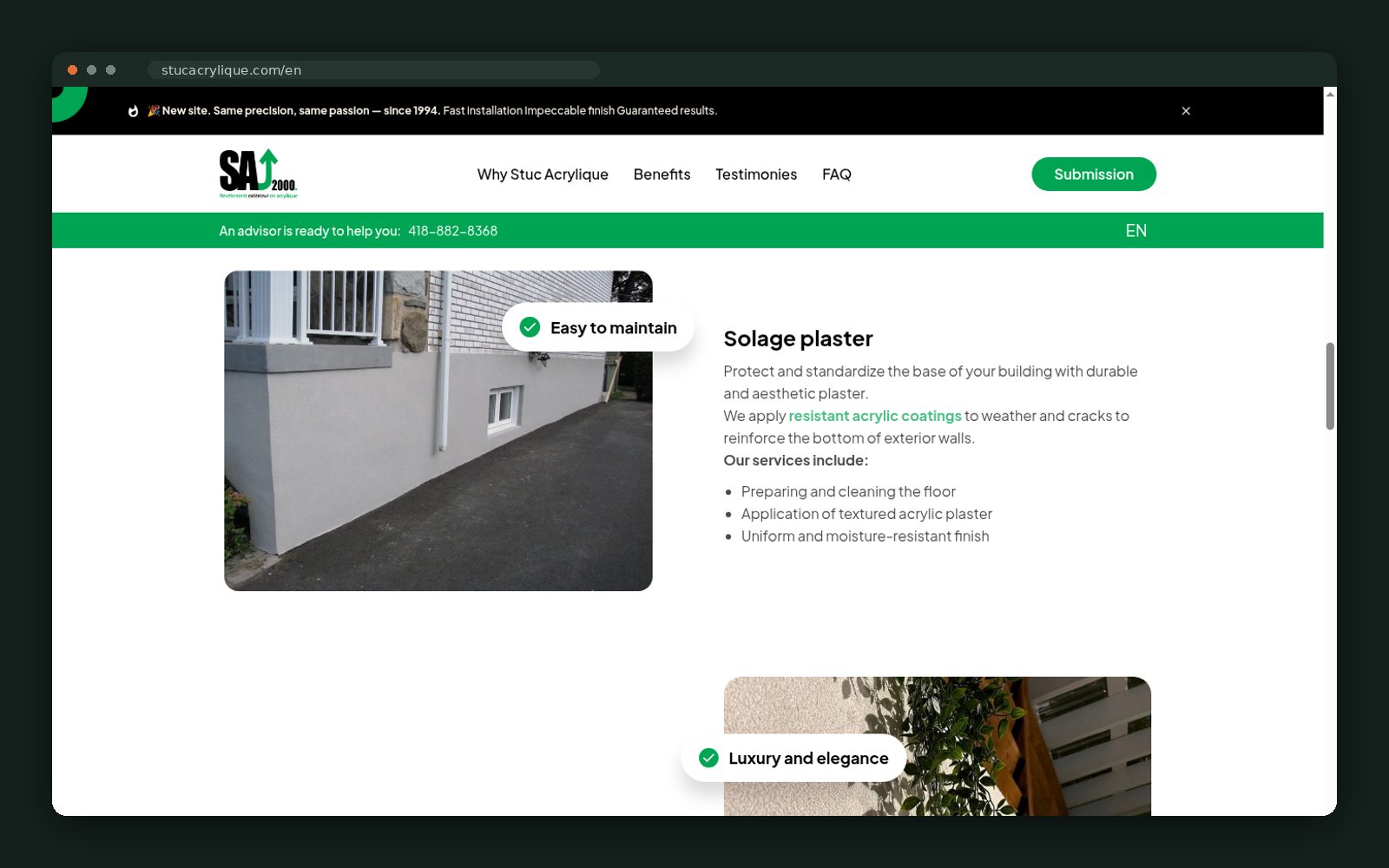 Solage plaster service in English