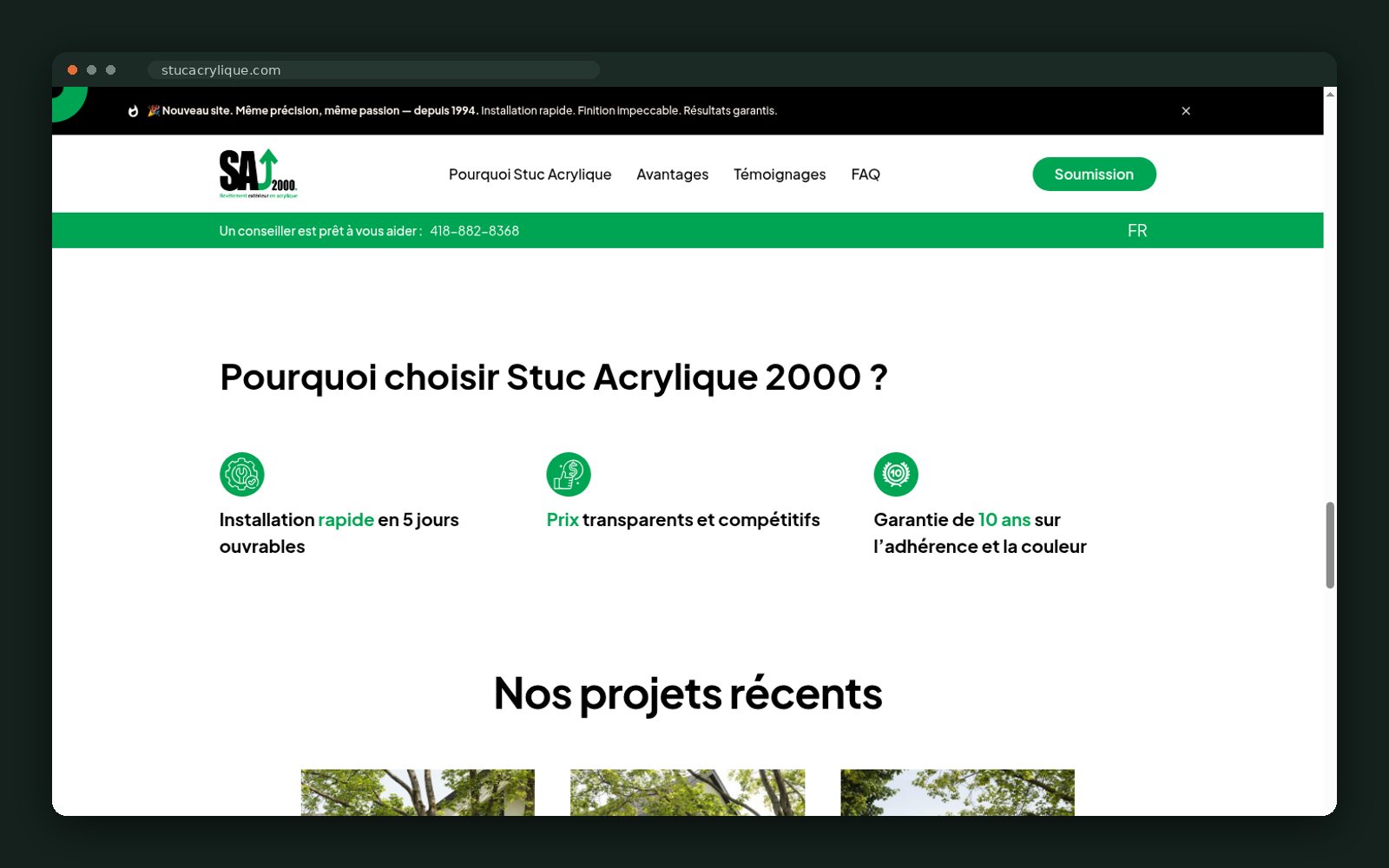 Stuc Acrylique 2000 website — screen 3