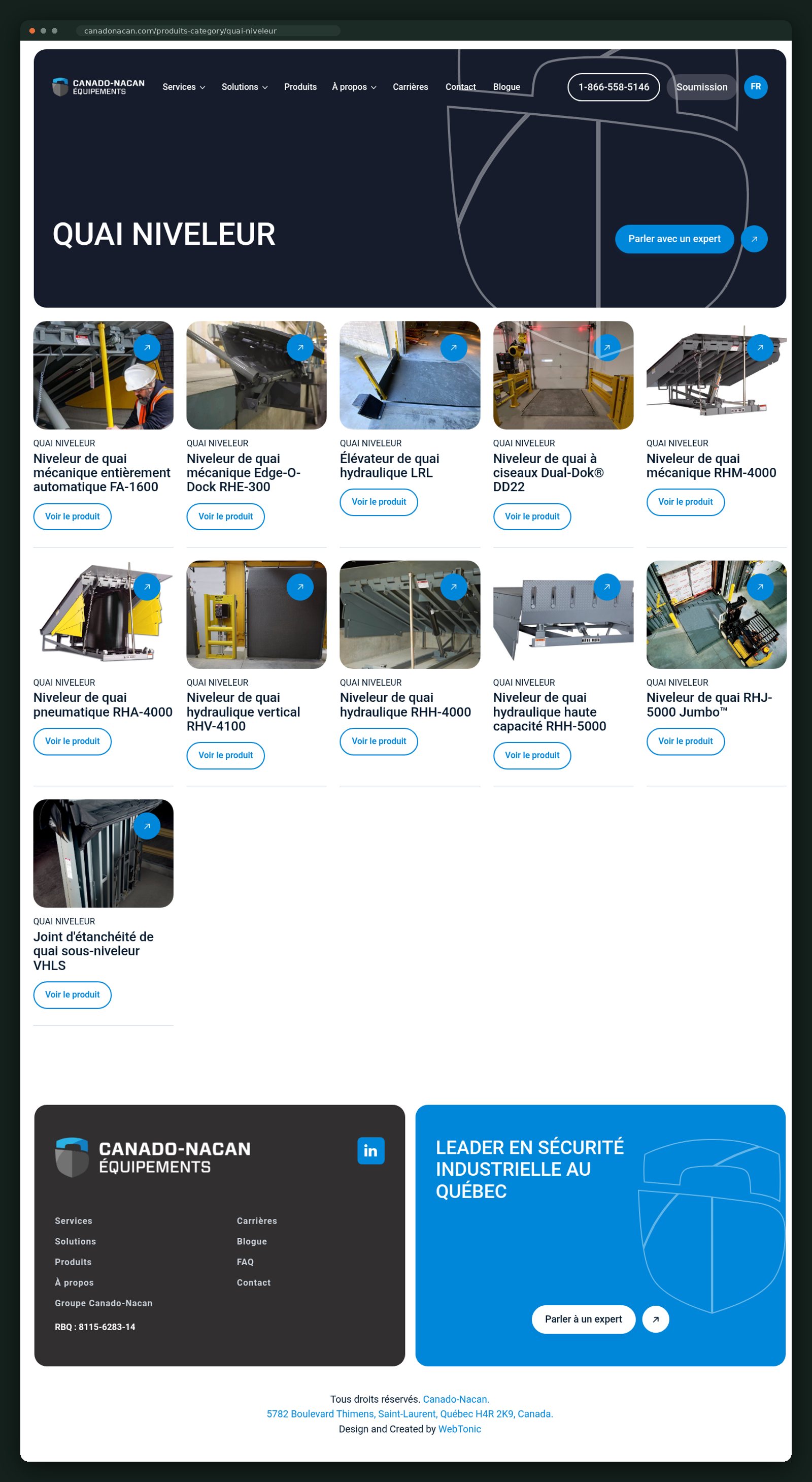 Canado-Nacan Équipements website — screen 2