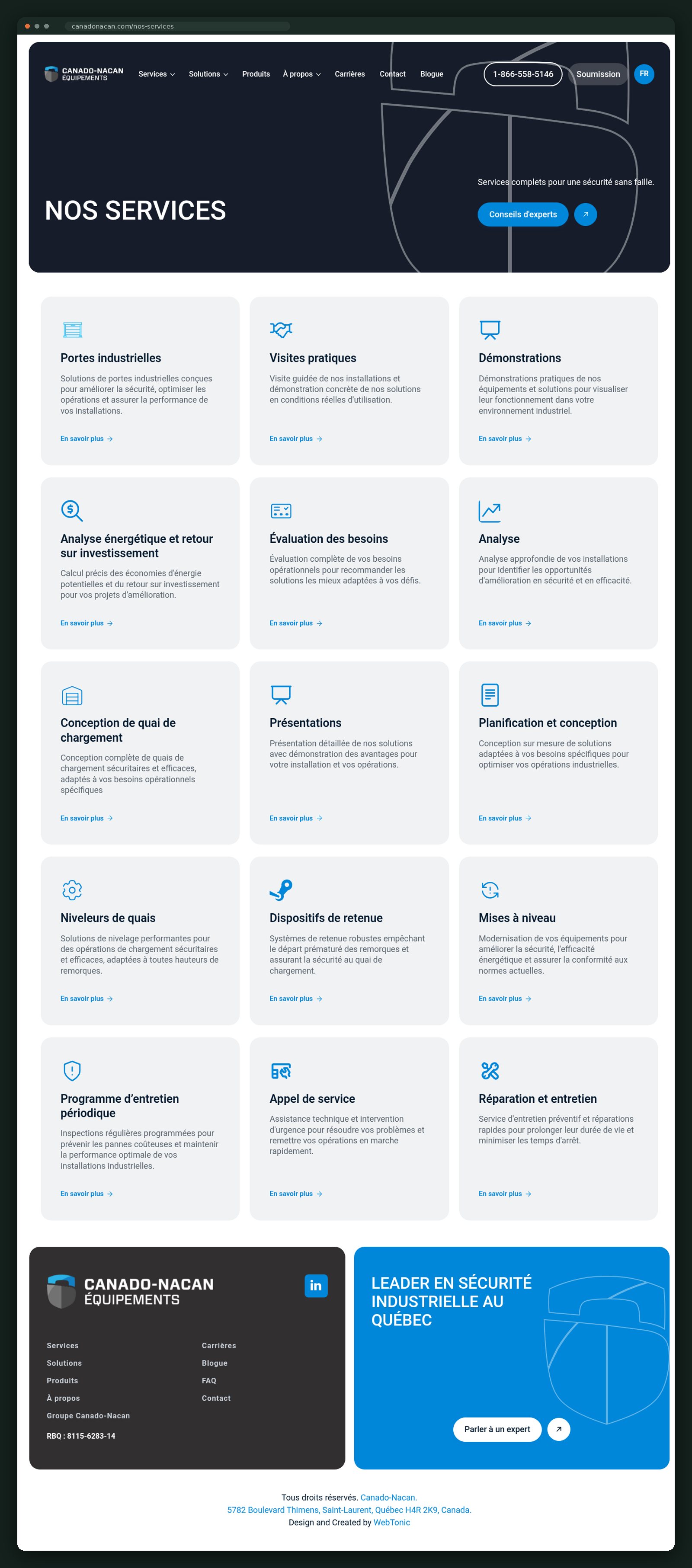 Canado-Nacan Équipements website — screen 4
