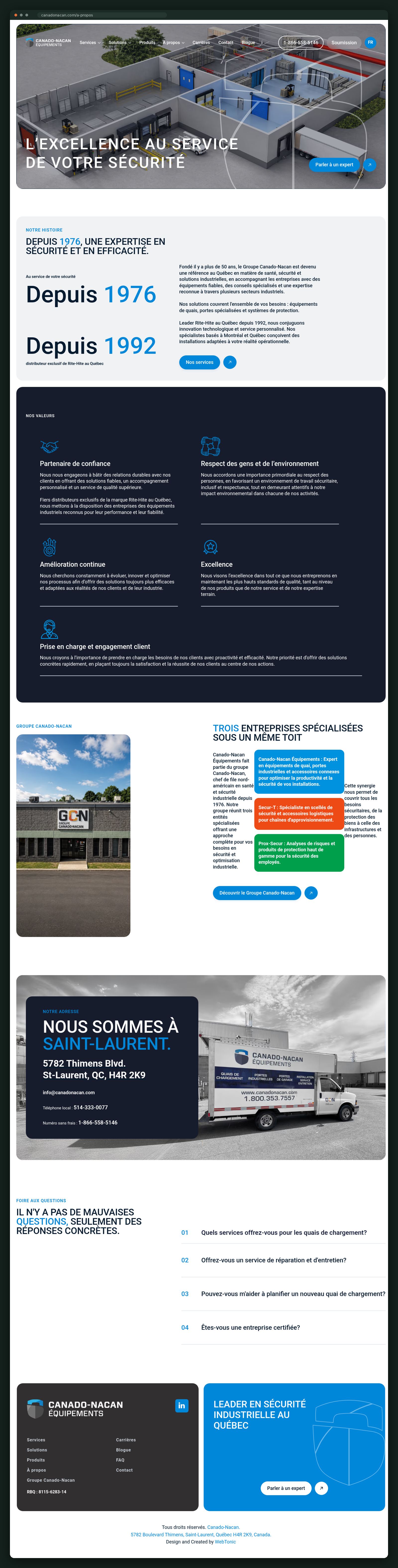 Canado-Nacan Équipements website — screen 5
