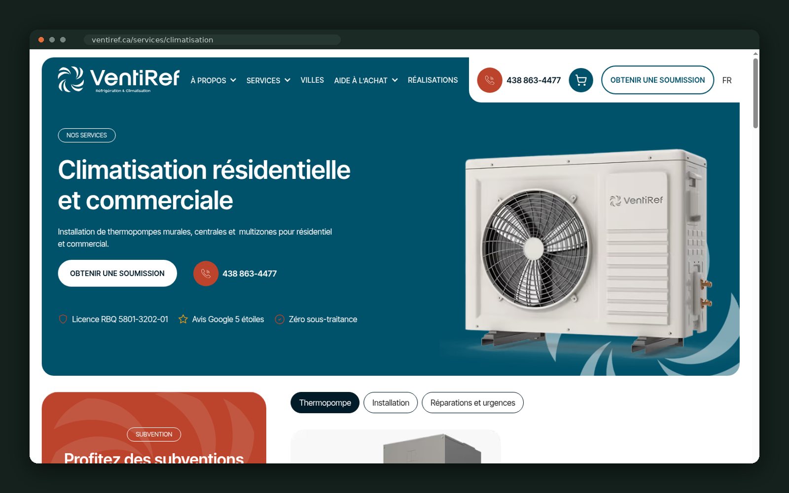 Air conditioning service page