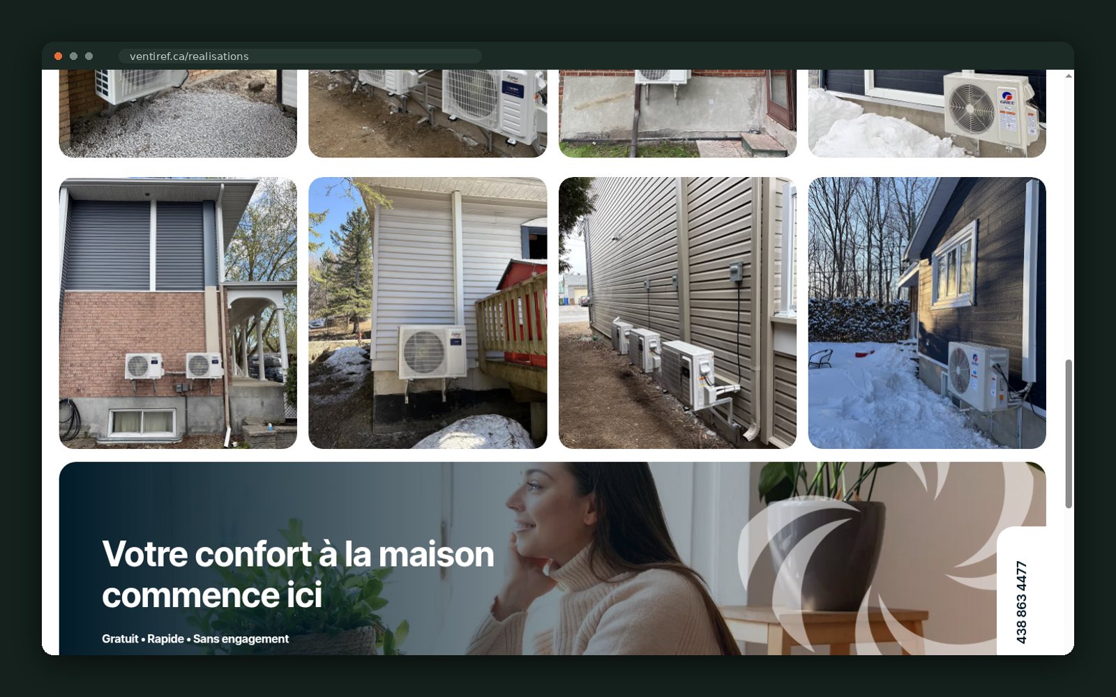 Heat pump installation photo grid