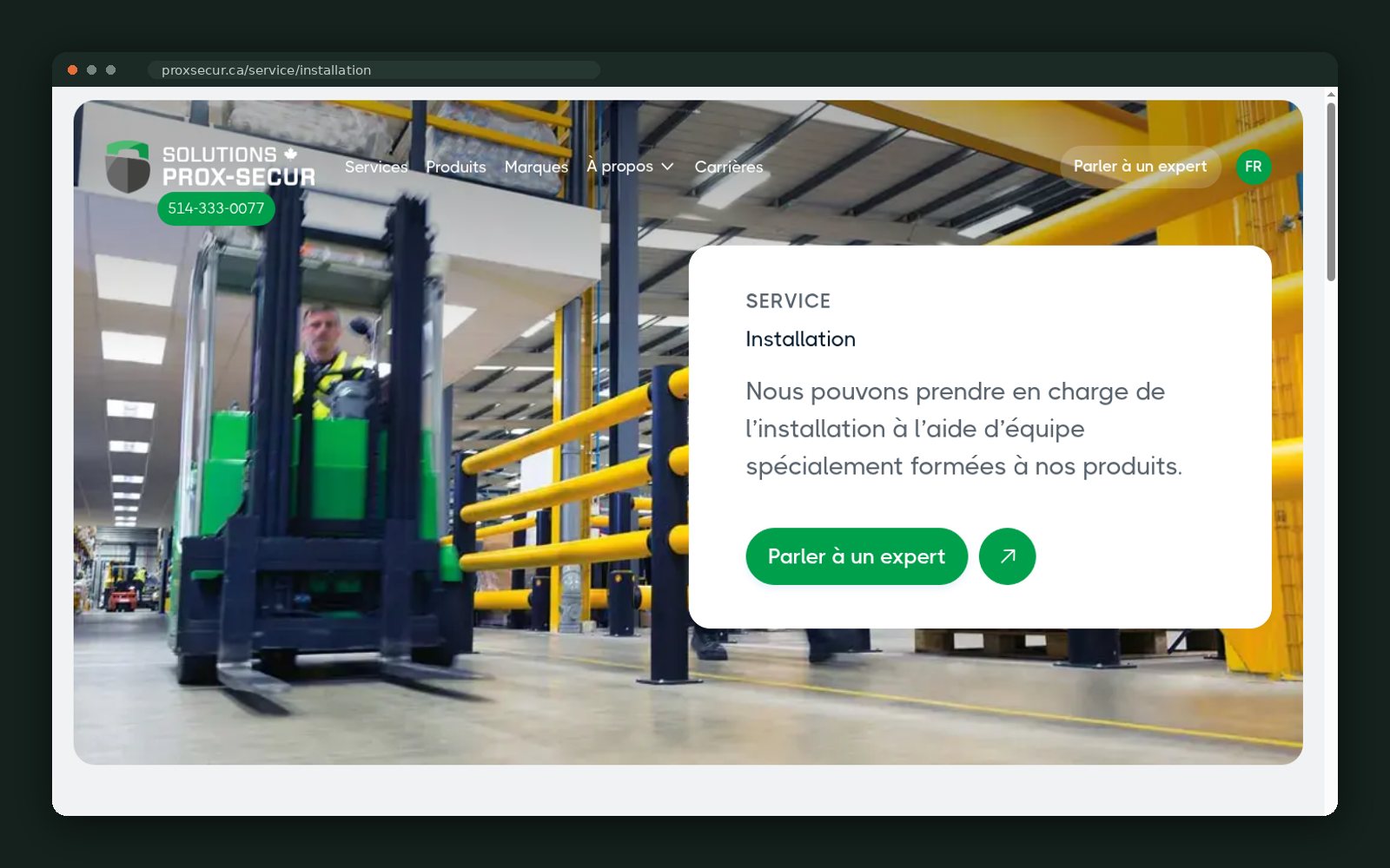 Installation service page