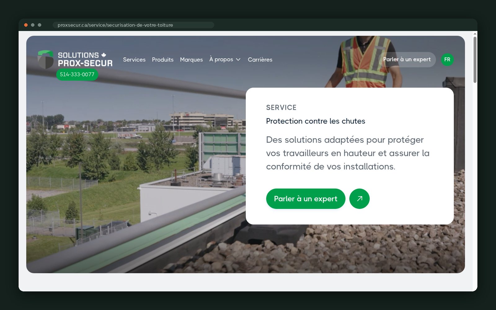Roof fall-protection service page