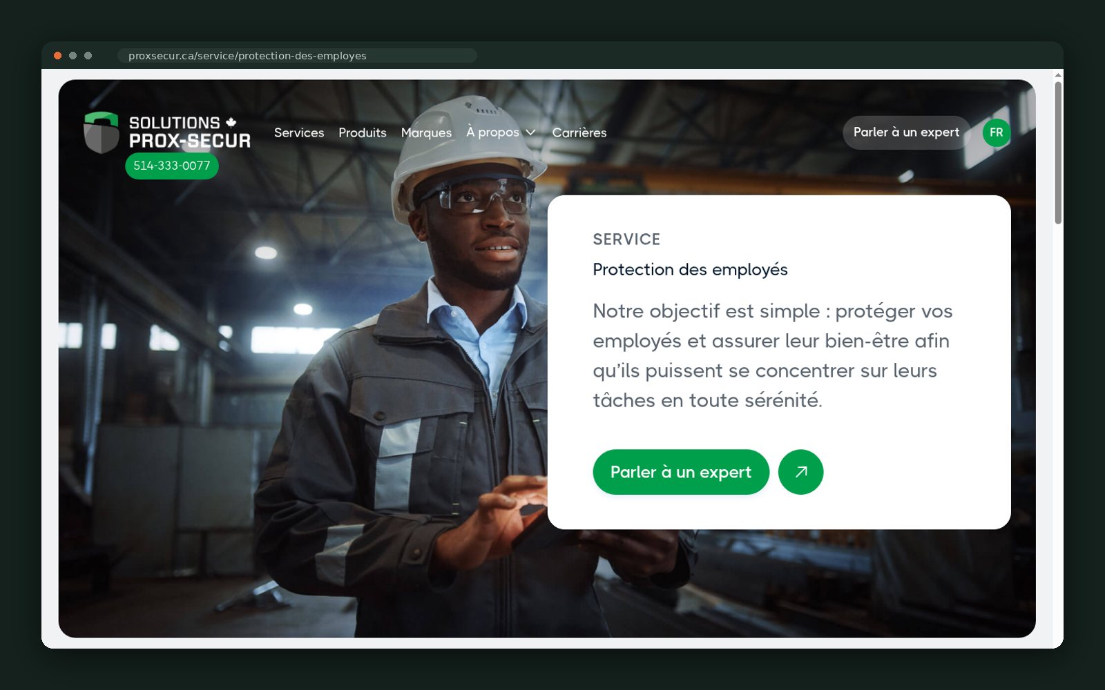 Employee protection service page