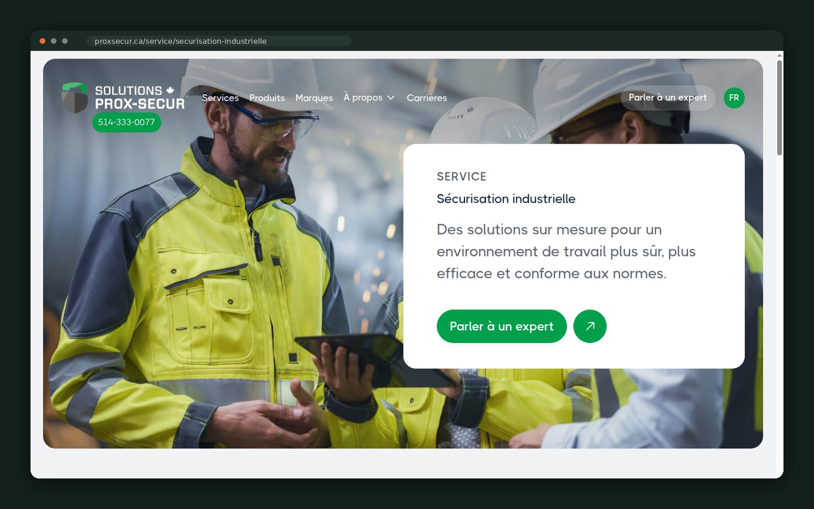Industrial safety service page