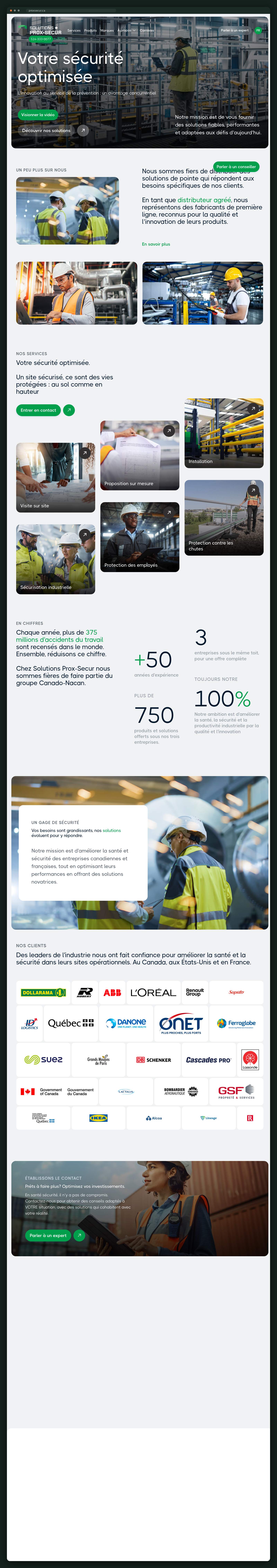 Solutions Prox-Secur website homepage