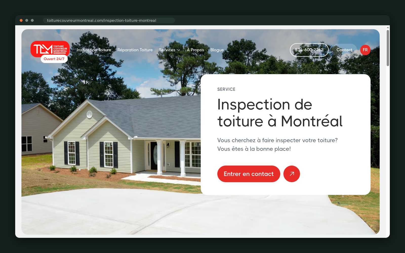 Roof inspection service page