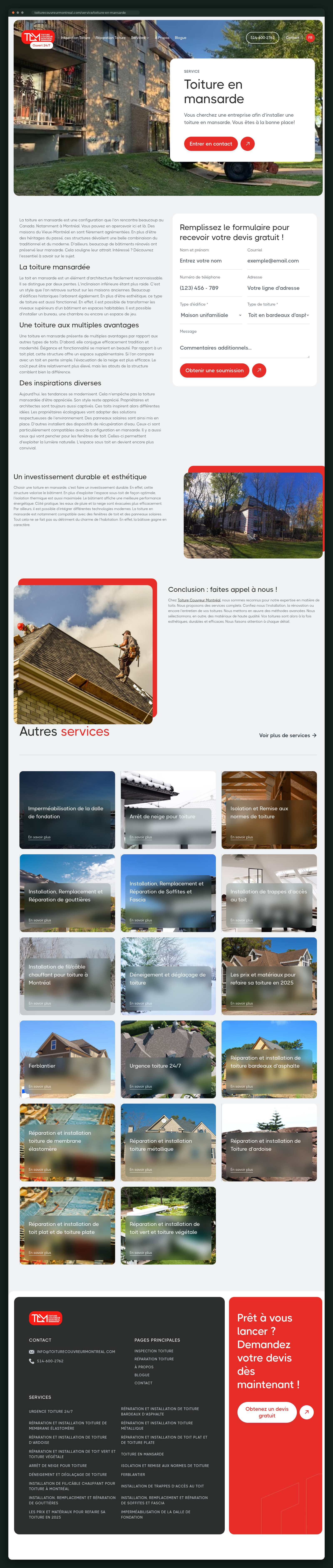 Toiture Couvreur Montréal website — screen 4