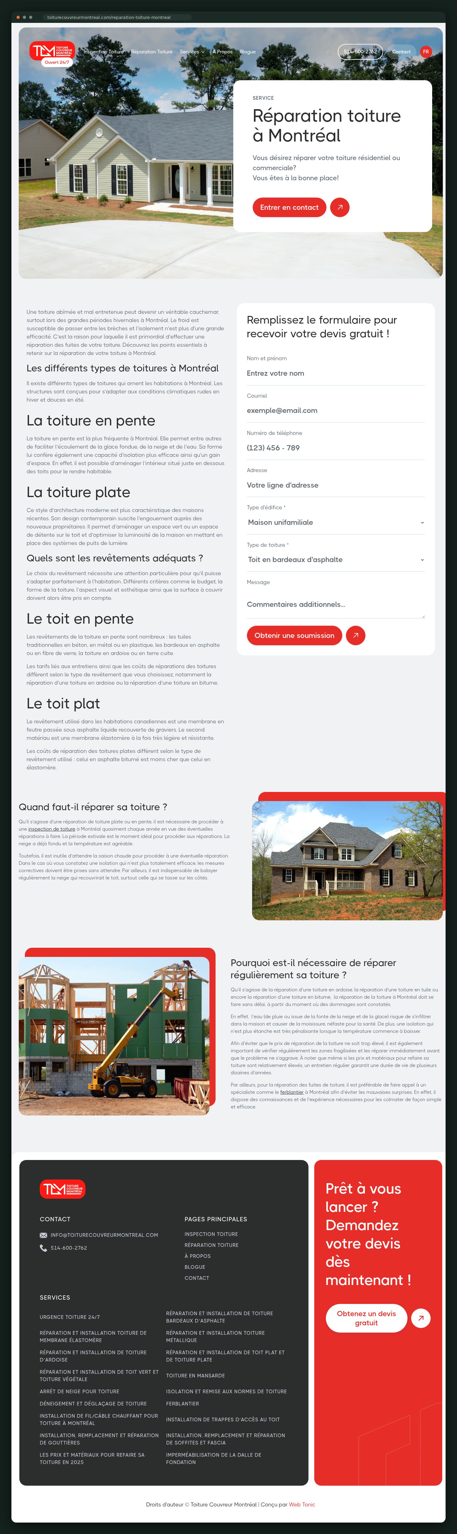 Toiture Couvreur Montréal website — screen 3