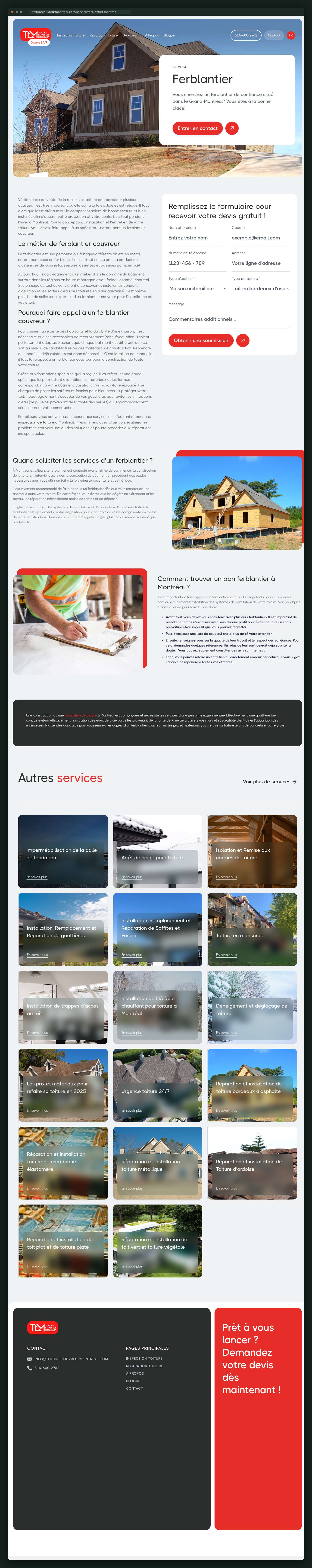 Toiture Couvreur Montréal website — screen 5