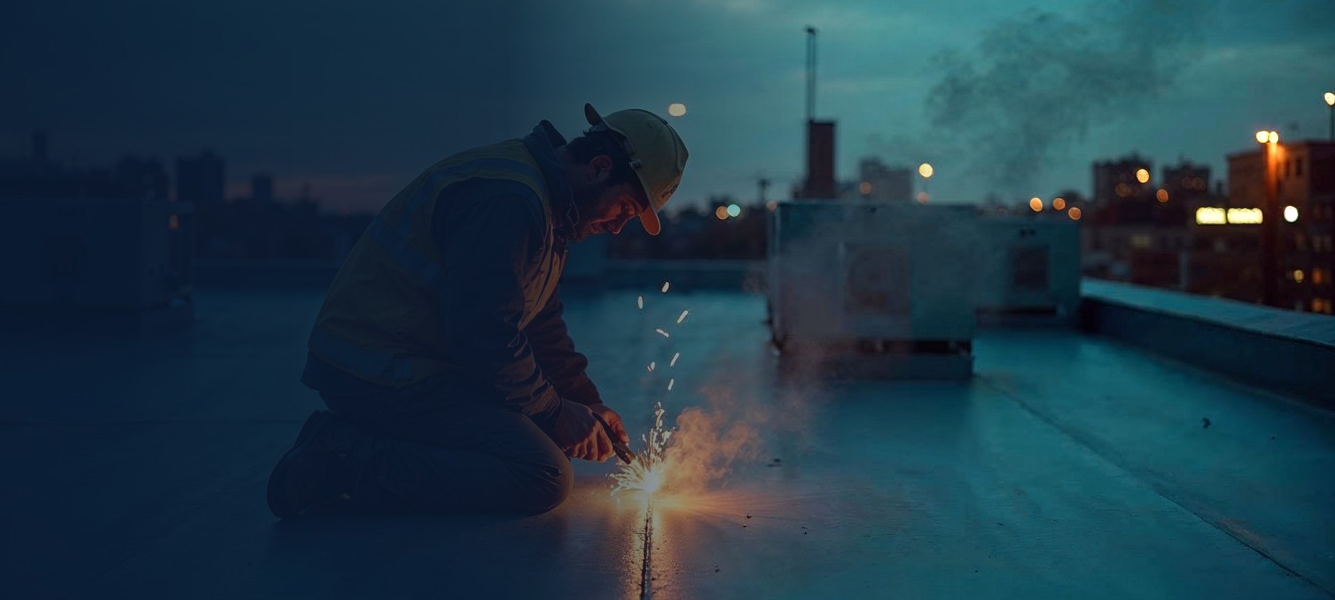 Art-directed home services scene representing Toiture Couvreur Montréal's industry