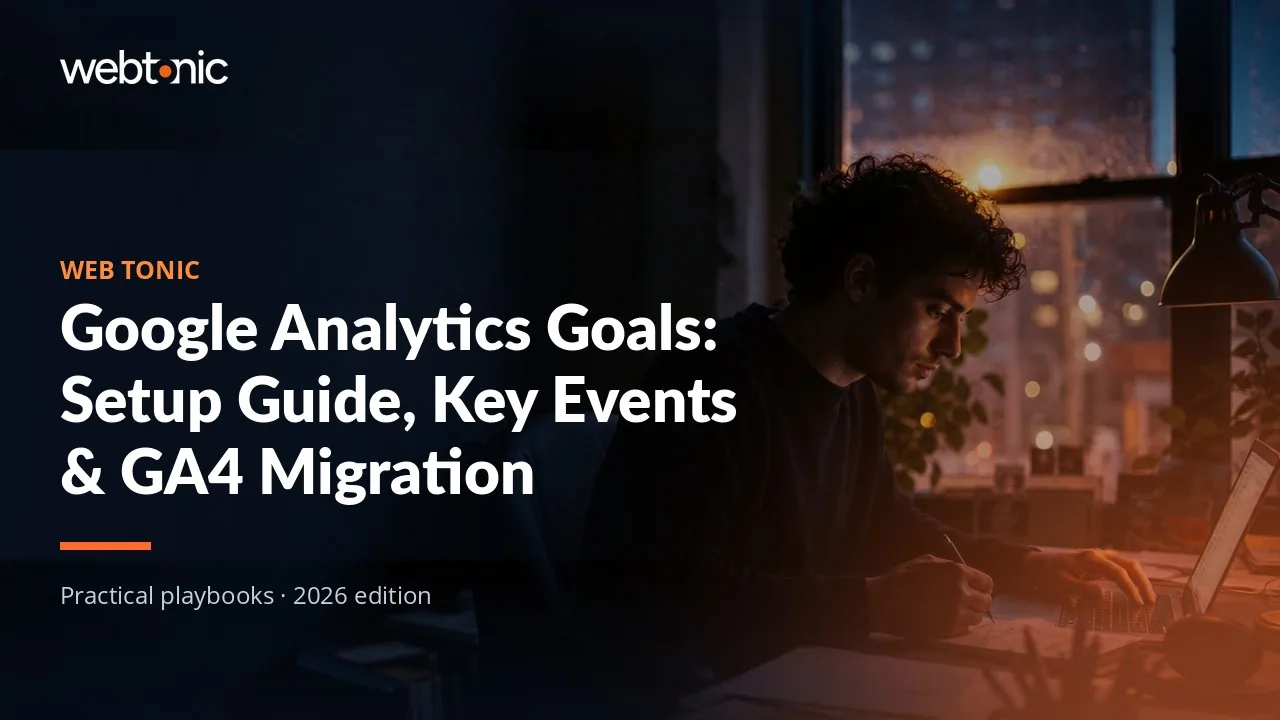 Editorial hero image for the Web Tonic article Google Analytics Goals: Setup Guide, Key Events & GA4 Migration