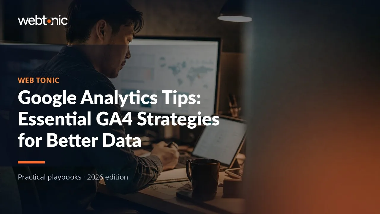 Editorial hero image for the Web Tonic article Google Analytics Tips: Essential GA4 Strategies for Better Data