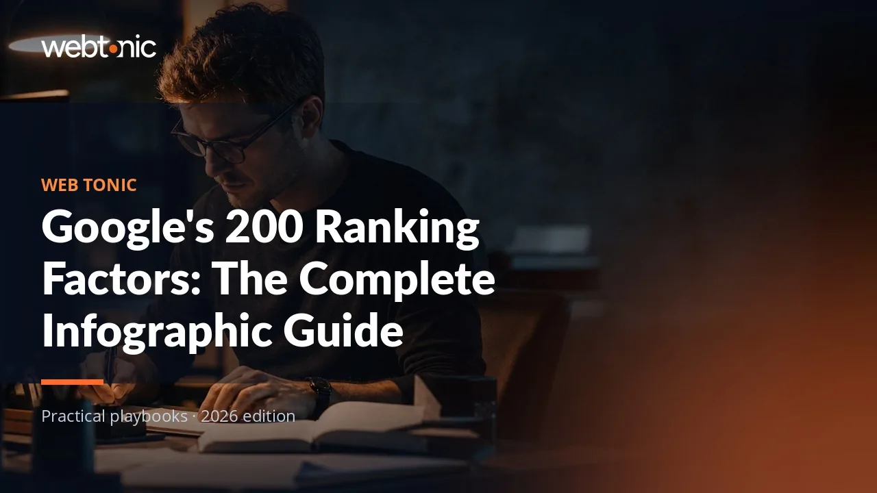 Editorial hero image for the Web Tonic article Google's 200 Ranking Factors: The Complete Infographic Guide