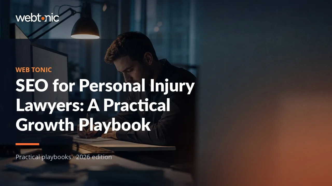 Editorial hero image for the Web Tonic article SEO for Personal Injury Lawyers: A Practical Growth Playbook