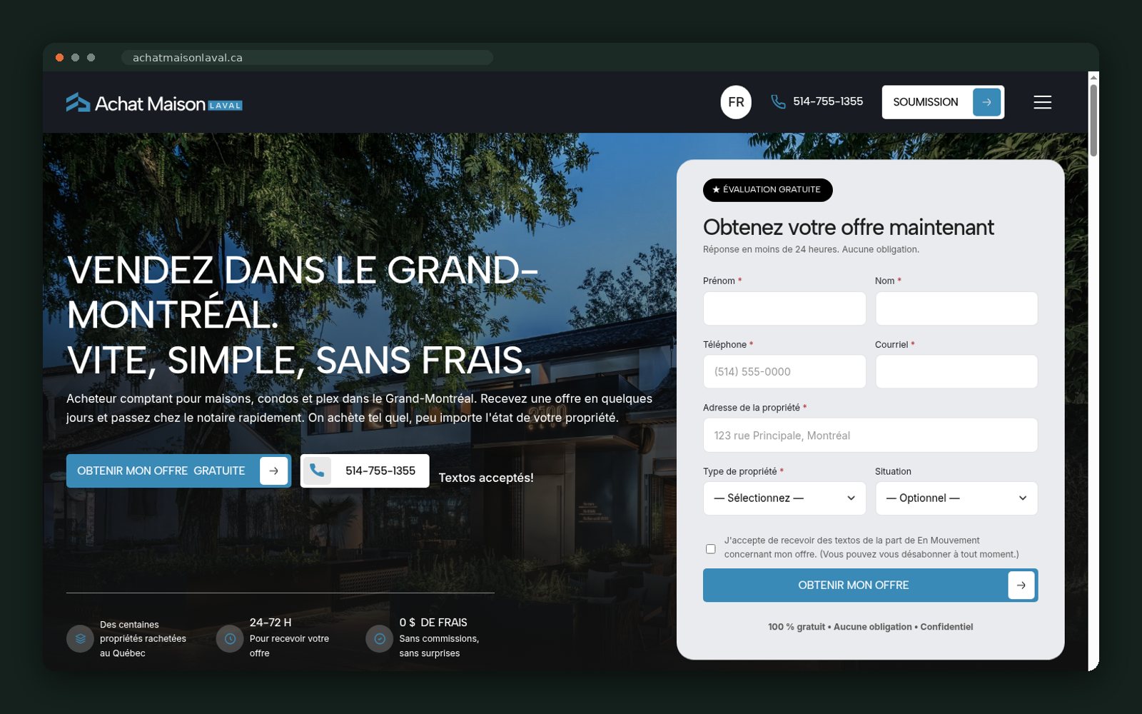 Achat Maison Laval website — screen 1