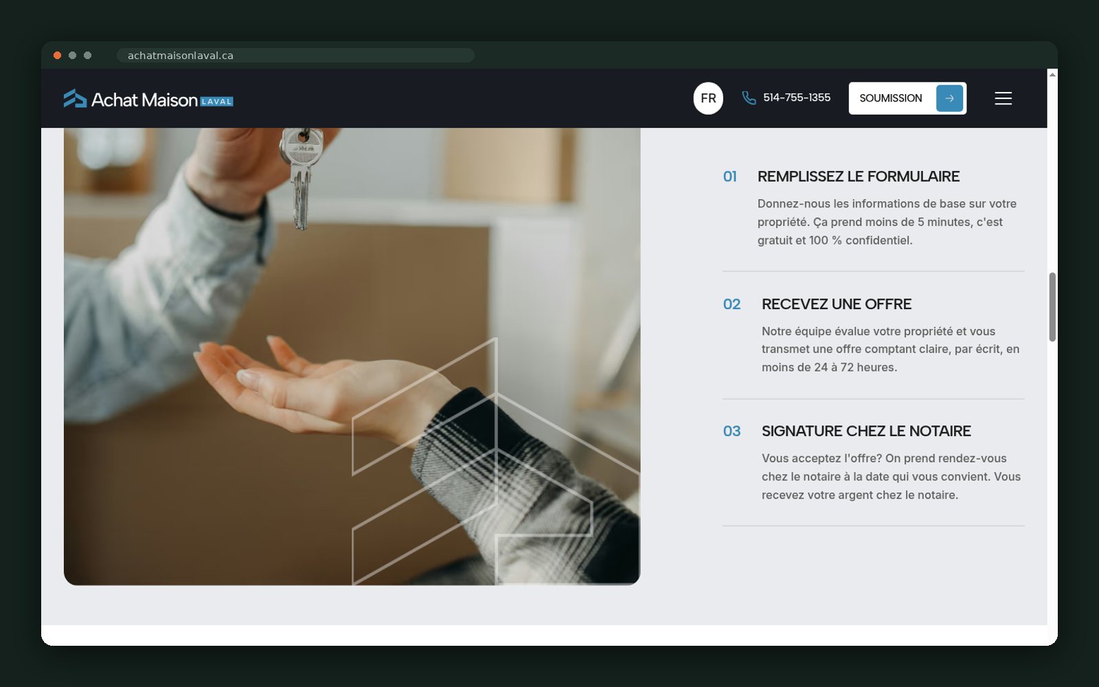 How-it-works detail with signature timeline
