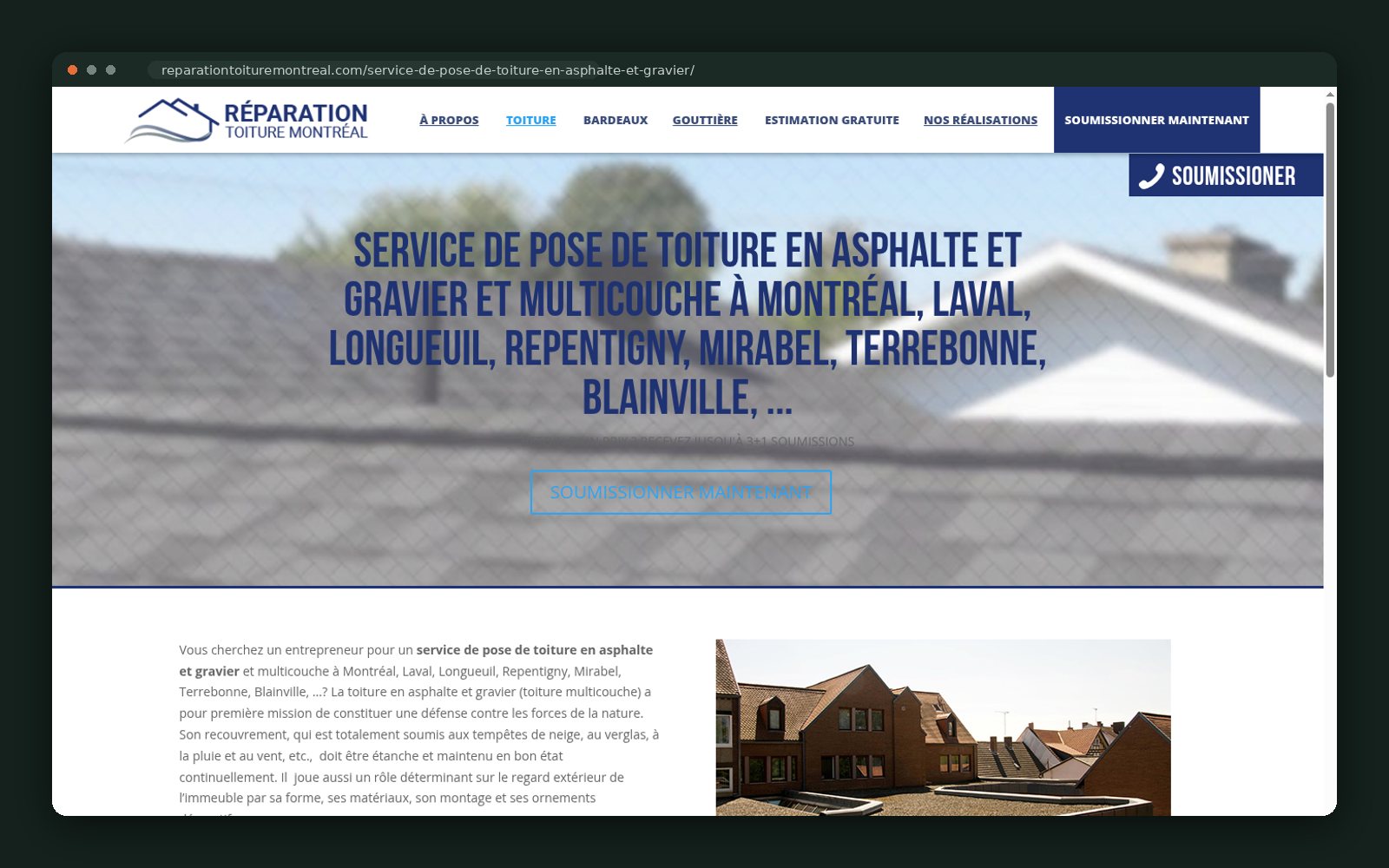 Asphalt and gravel multilayer roofing page