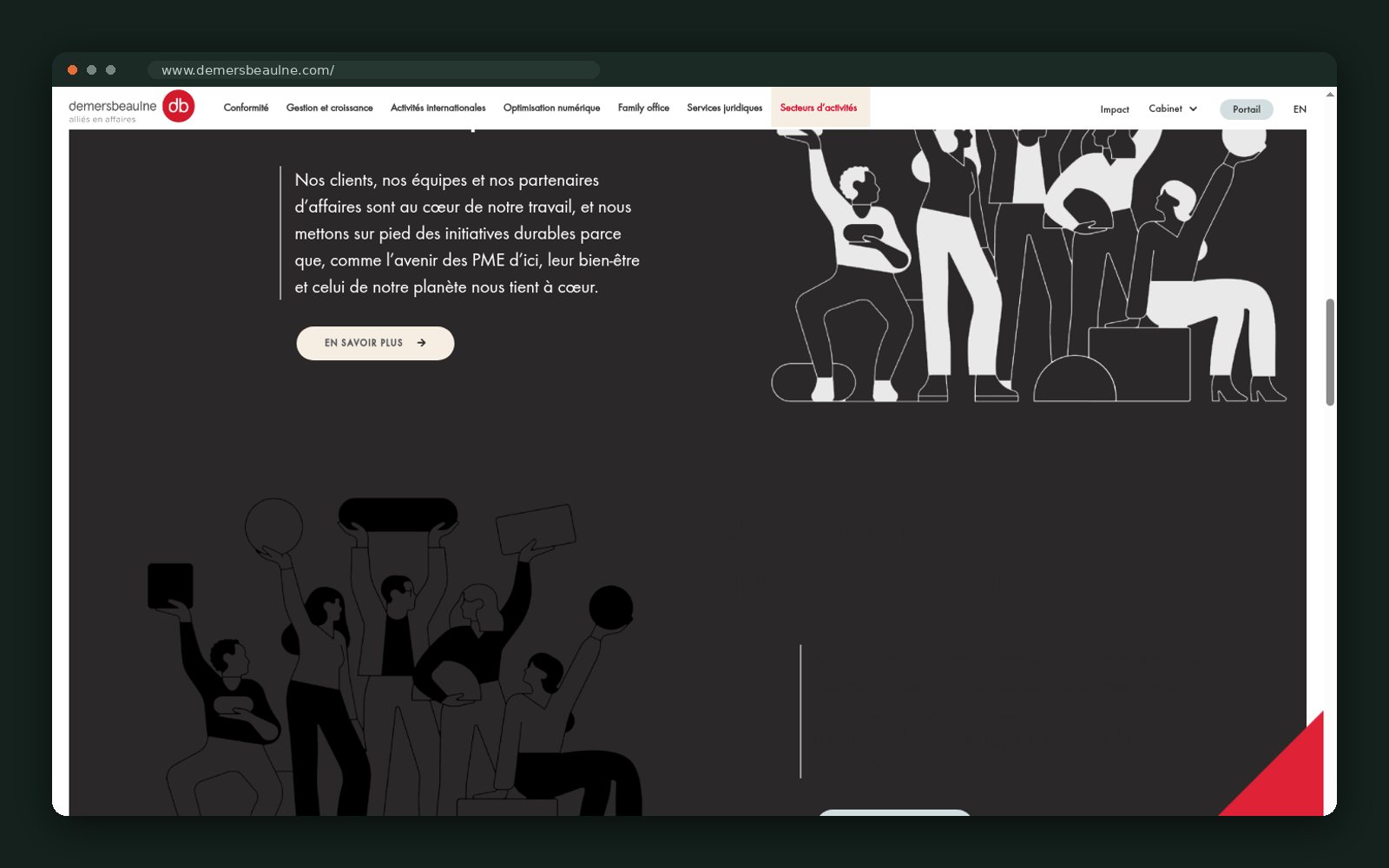 Firm positioning section with custom illustration