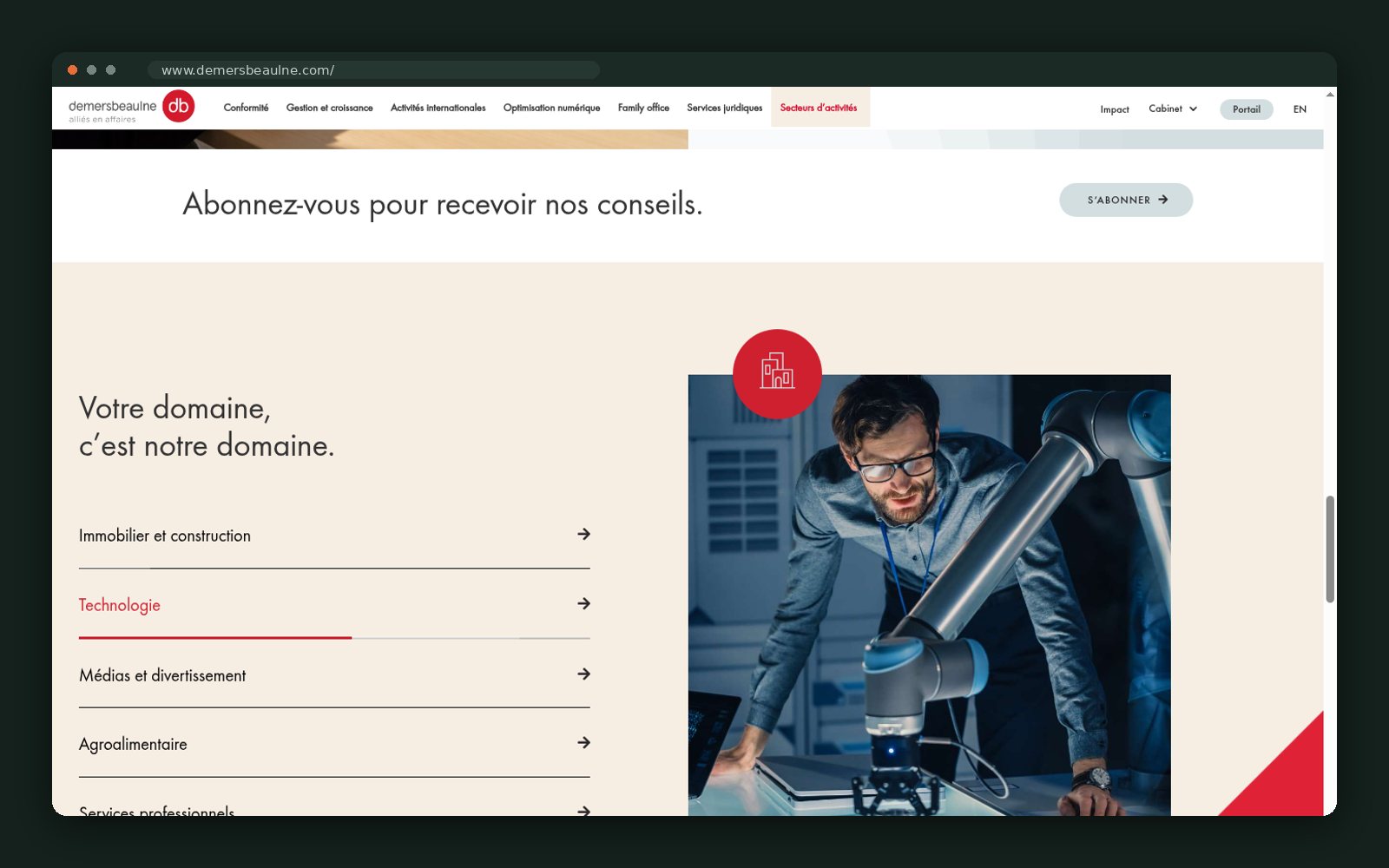 Industry selector: real estate, technology, manufacturing, health