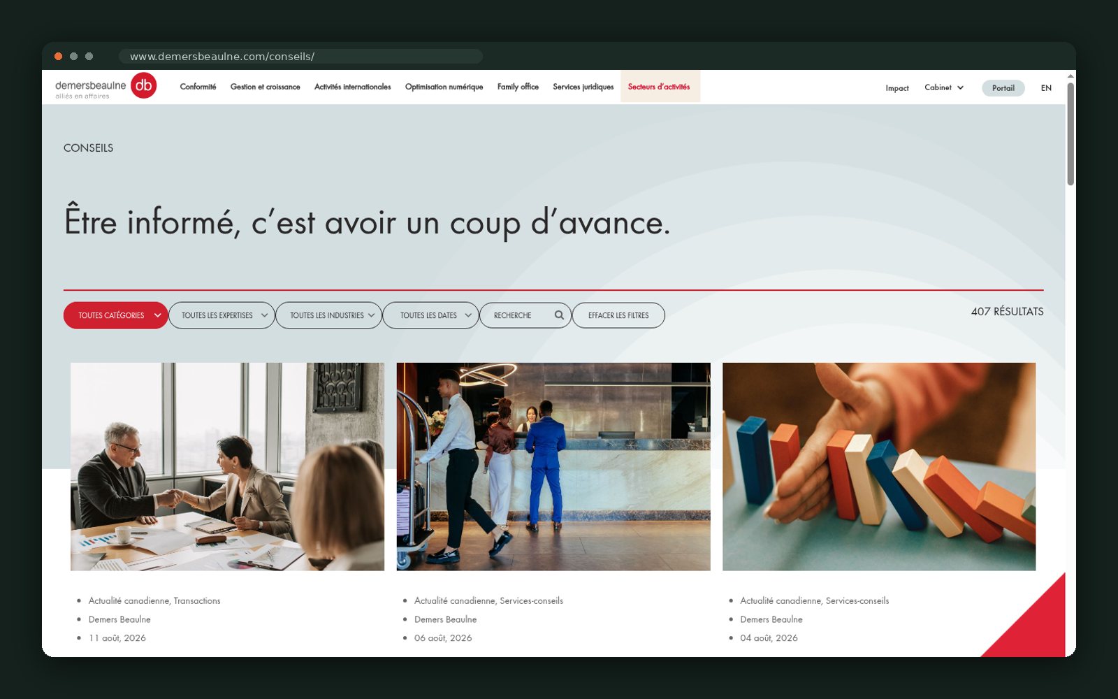 Demers Beaulne website — screen 3