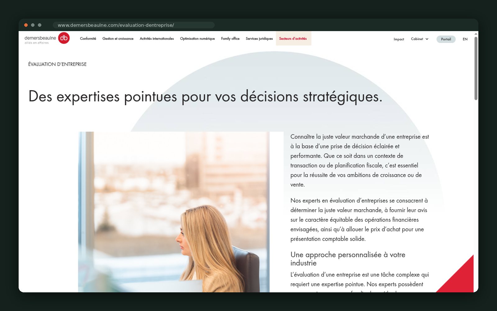 Business valuation service page