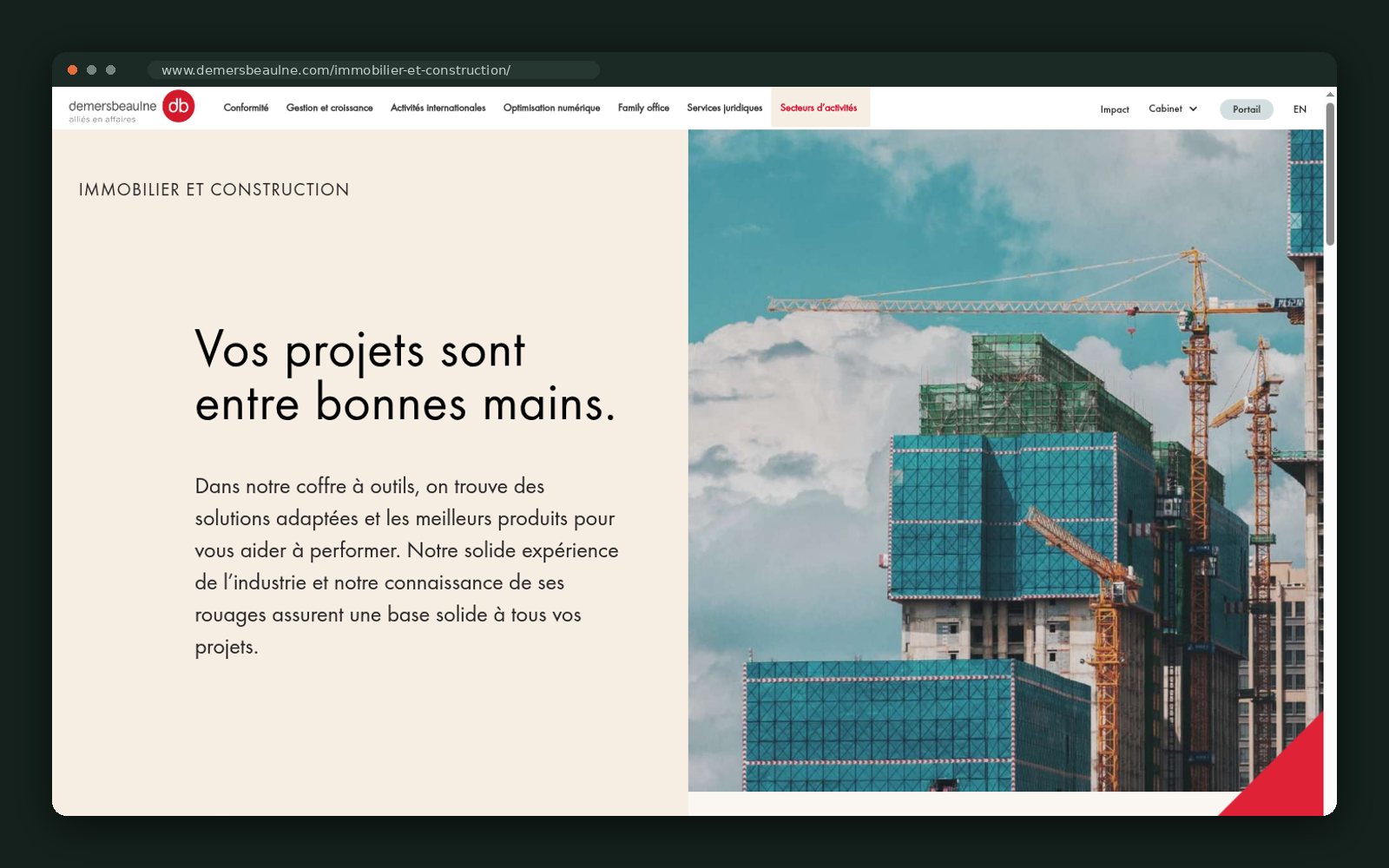 Real estate and construction industry page