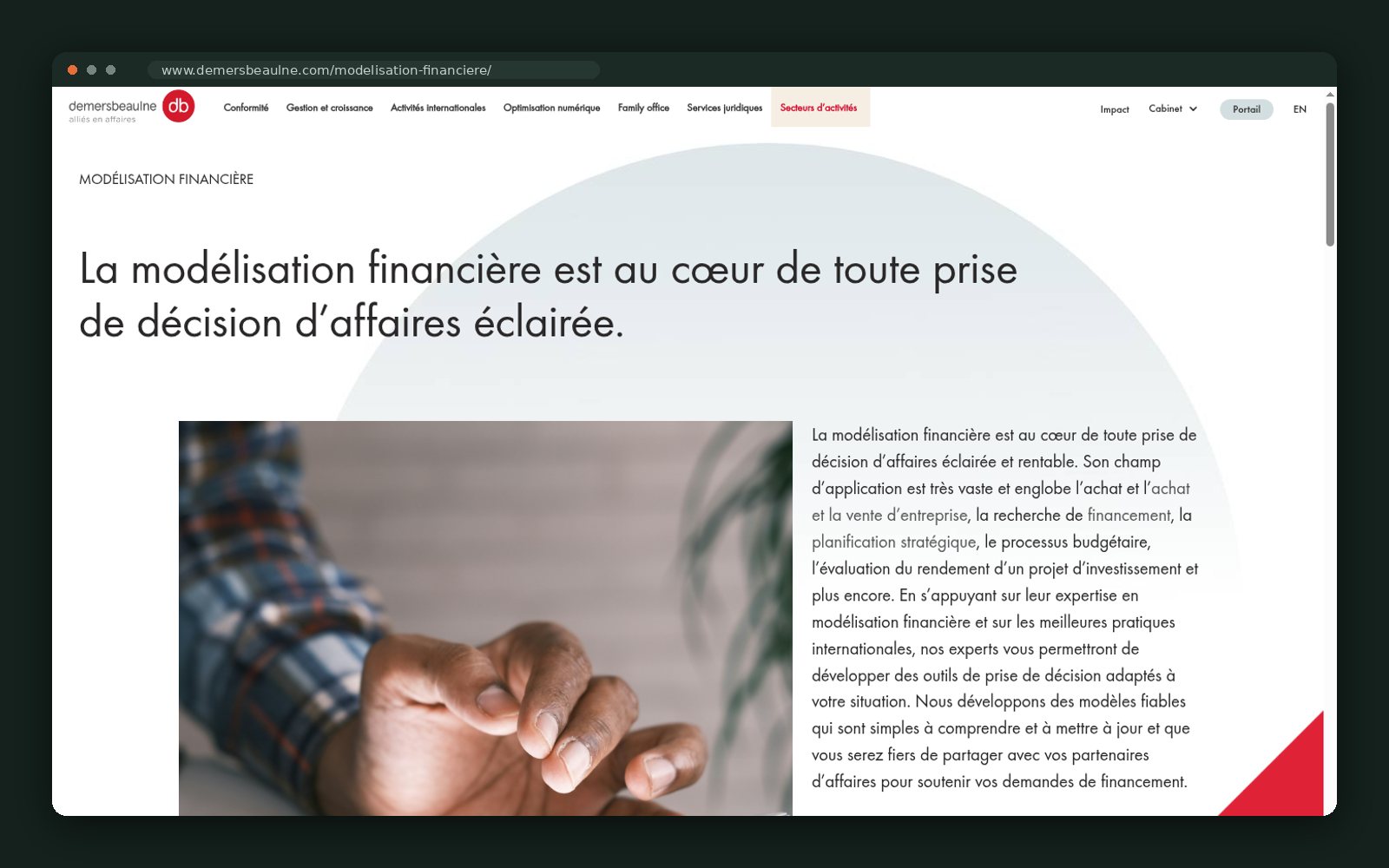 Financial modelling service page
