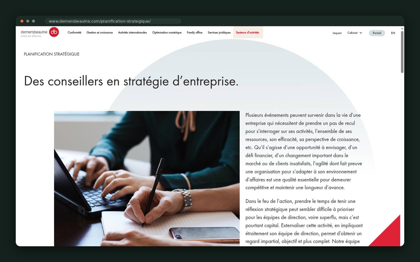 Strategic planning service page