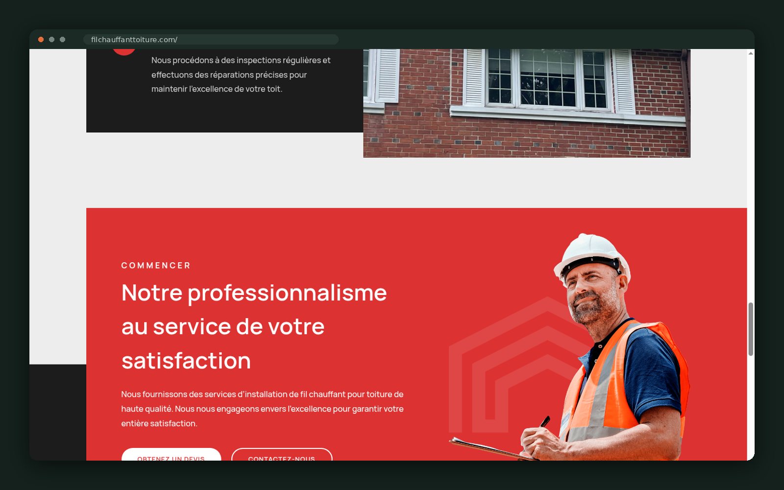 Client testimonial section
