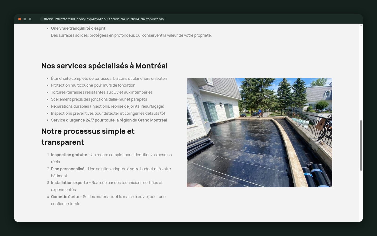 Montréal services and transparent 4-step process