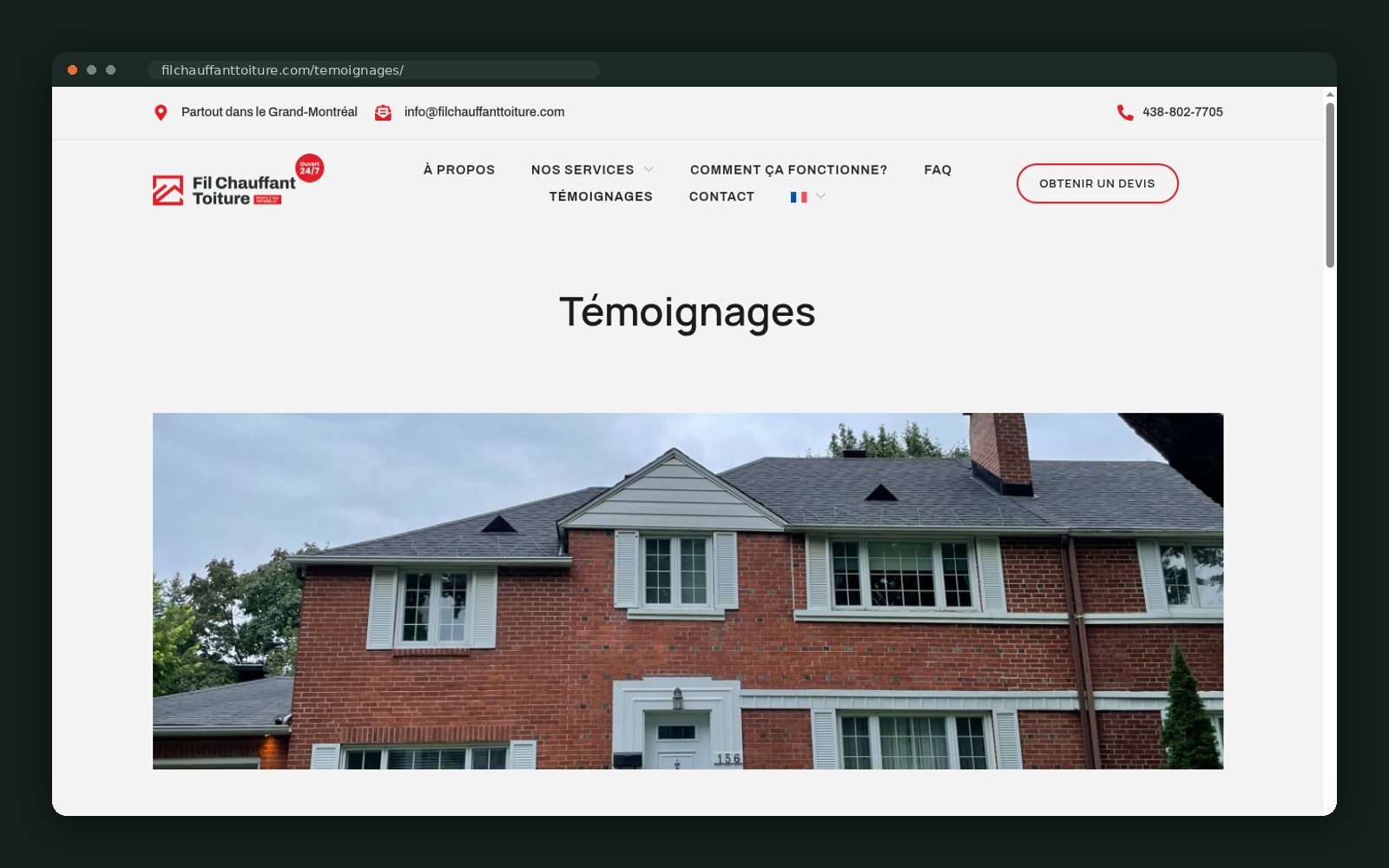 Testimonials page