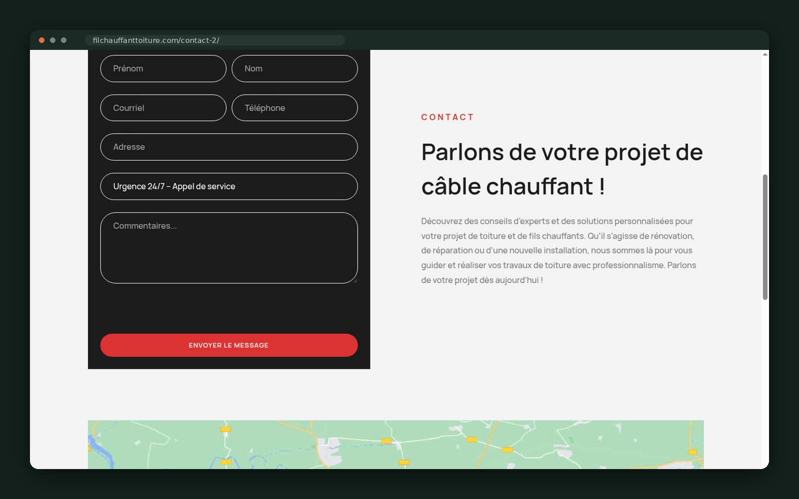 Project form with 24/7 emergency option