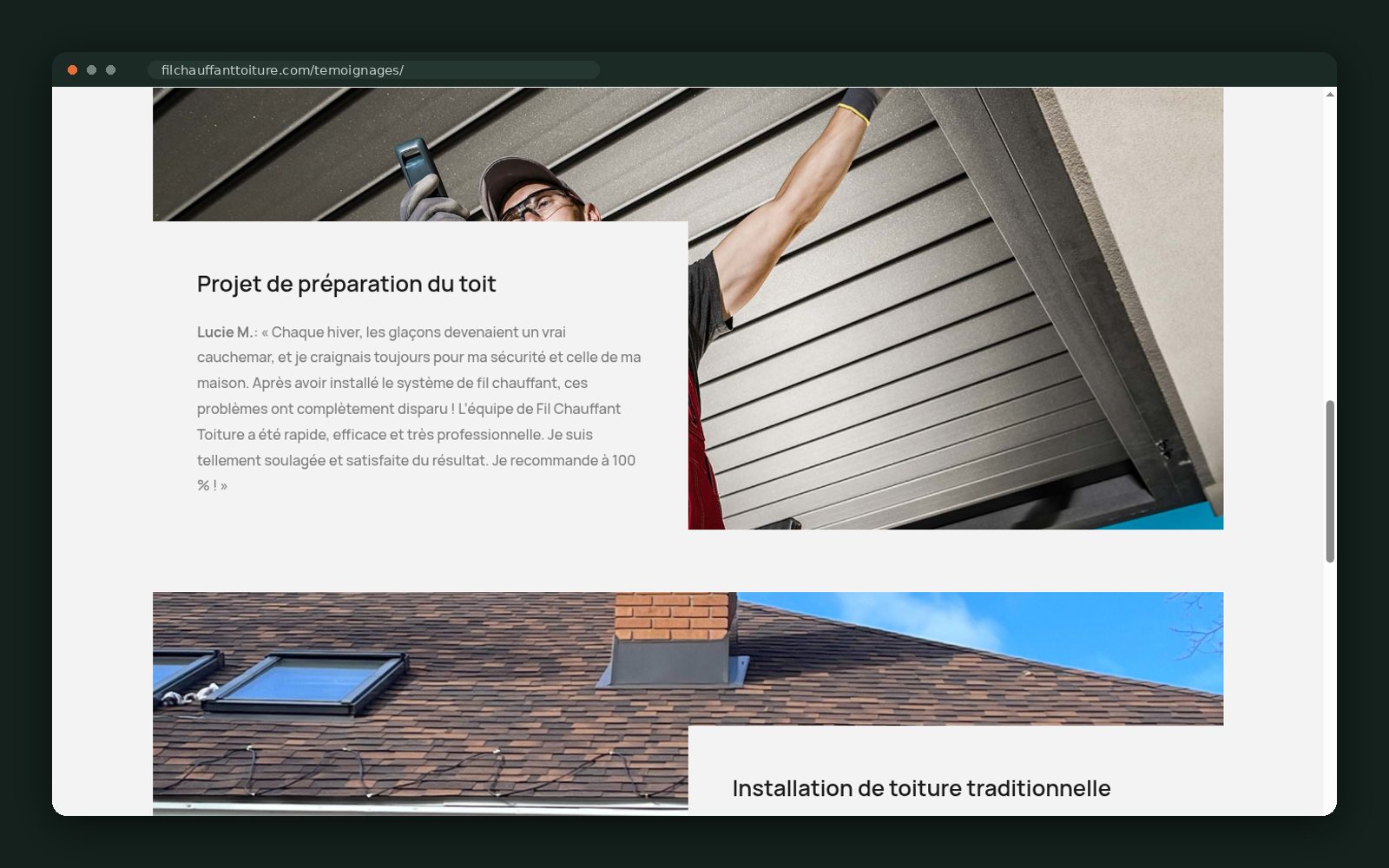 Documented projects with real job photography